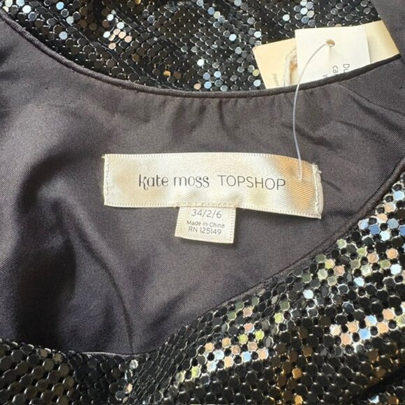 NWT KATE MOSS TOPSHOP BLACK LTD EDITION CHAINMAIL METAL DRESS LINED, SIZE: 2 - Picture 3 of 6